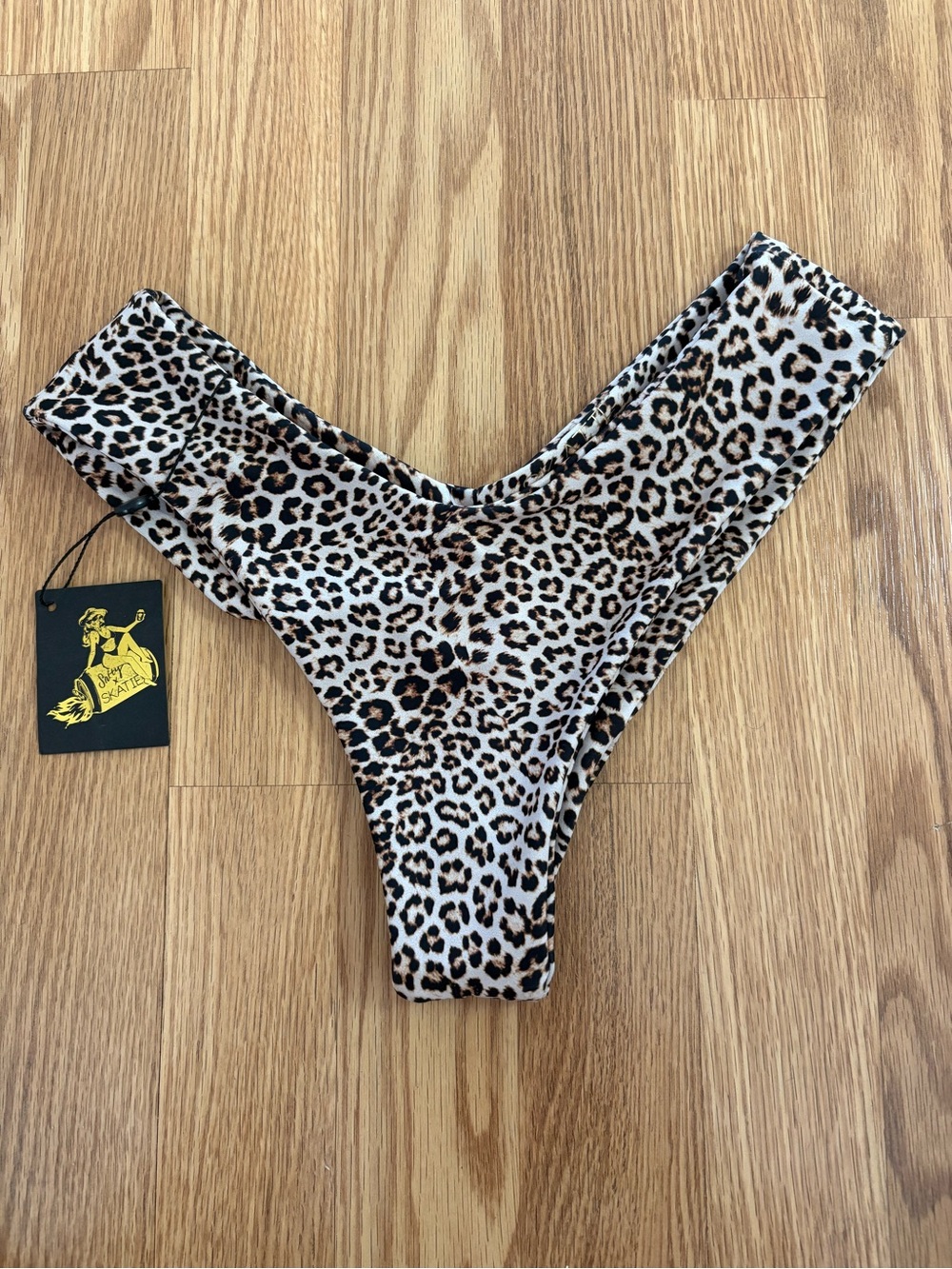 Skatie Mandi Bottom in Leopard Print Bikini Bottoms - Brown/Black/Cream